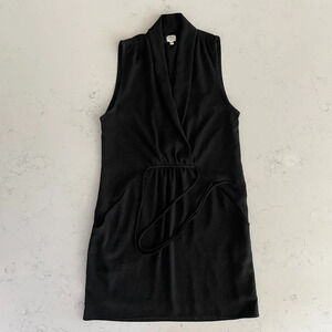 Aritzia Wilfred Sabine Sleeveless Faux Wrap Mini Dress w Pockets Black Sz XS